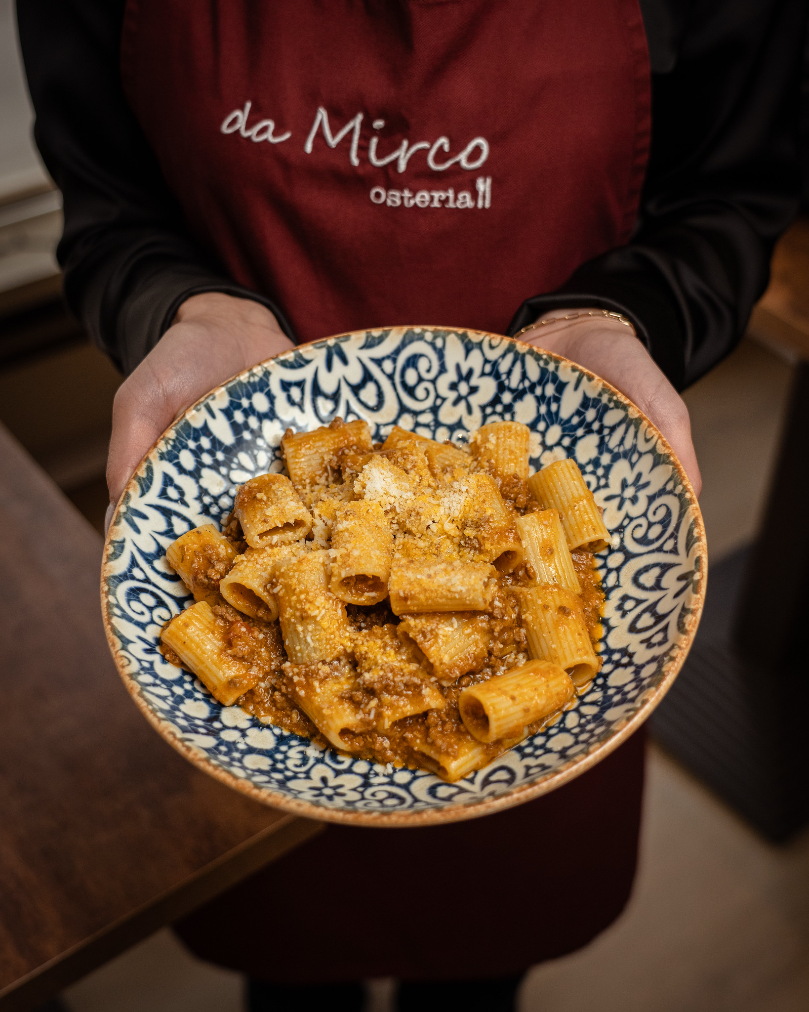 A bowl of pasta held by a member of staff at Da Mirco Osteria in Cork